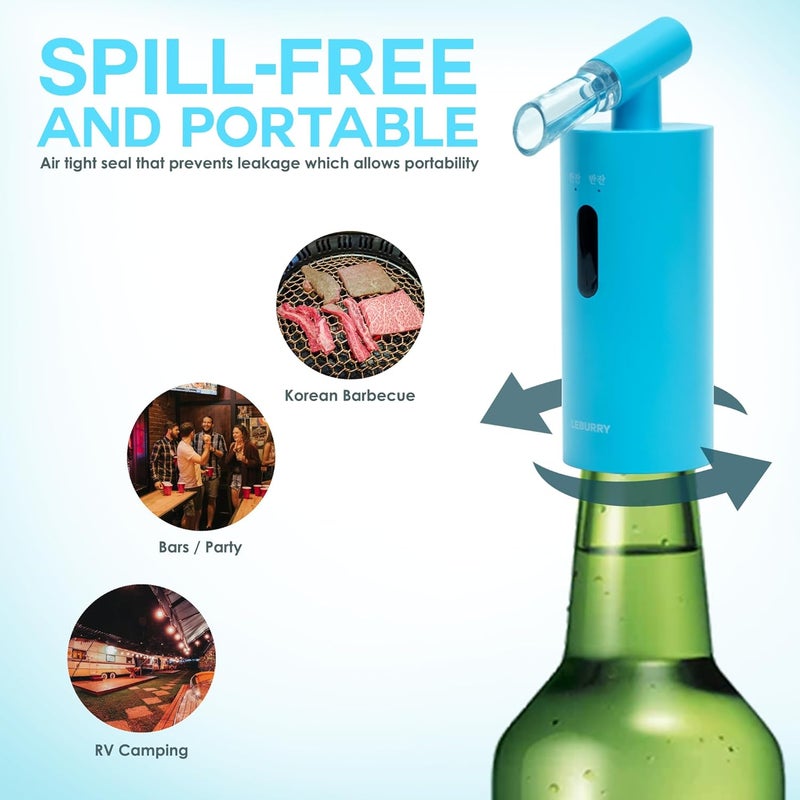 LEBURRY Soju Dispenser - Automatic Soju Shot Dispenser - Hands-Free with 2 Shot Glasses - Food Grade Korean Soju Dispenser with USB-C Chargeable for Home, Outdoor, Party, Bar, K-BBQ - Image 5